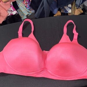 CACIQUE WO SIZE 46C LIGHTLY LINED NO UNDERWIRE PINK BRA ADJ STRAPS WIDE BACK EUC